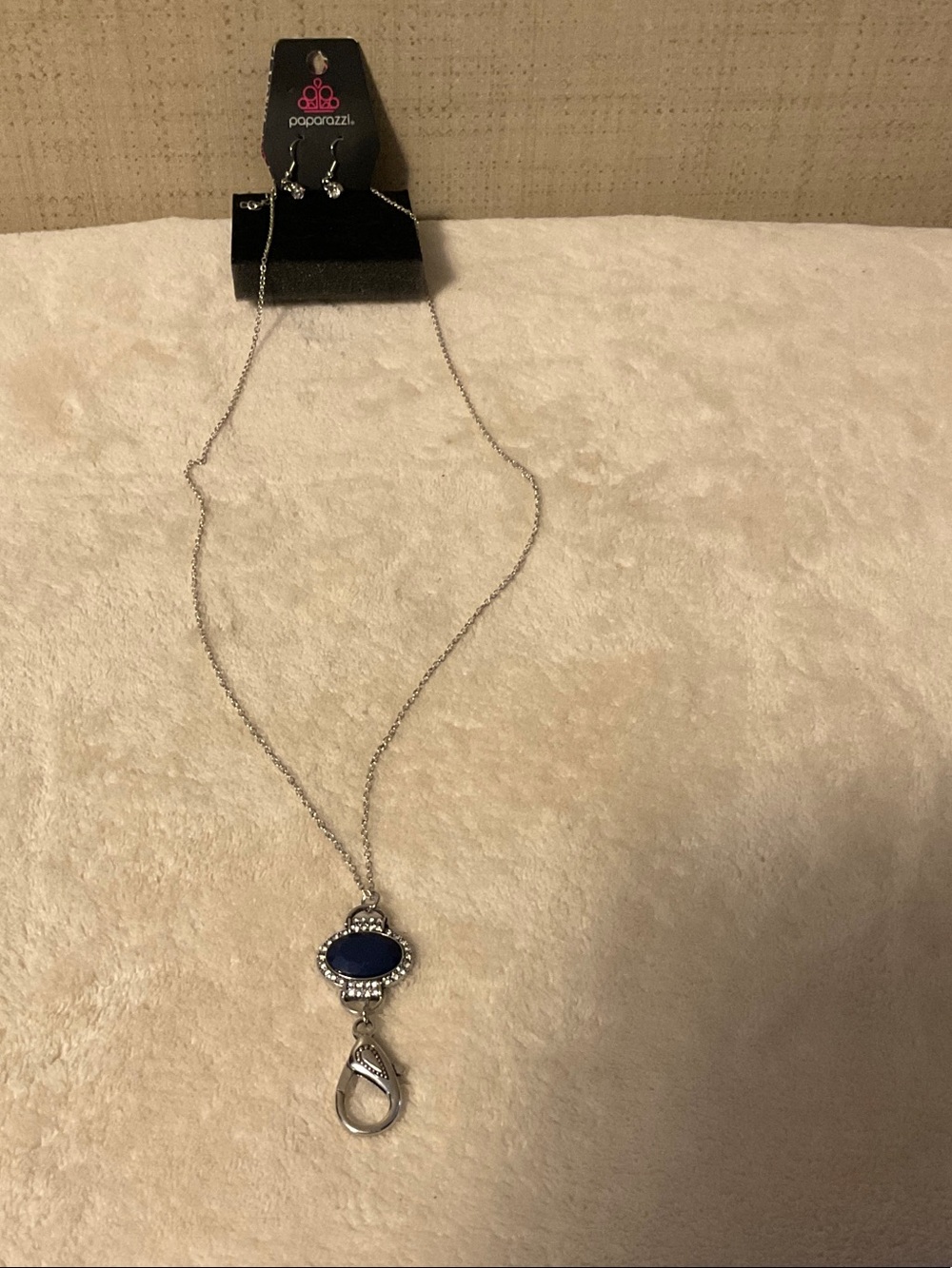 Paparazzi Silver-Tone Necklace with Deep Blue Oval Accent